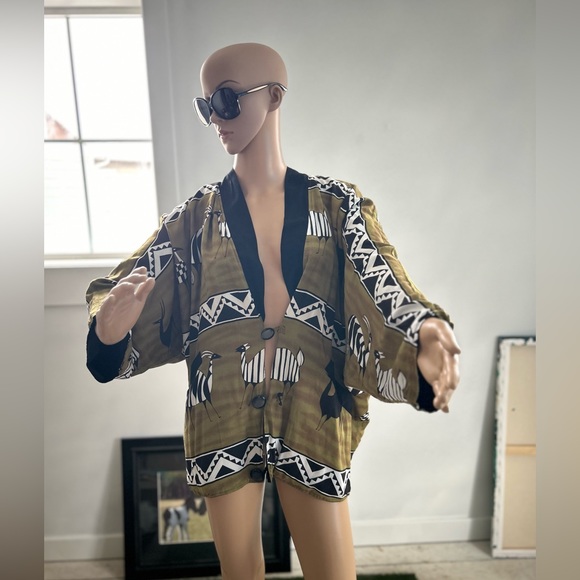 Reversible, Jacket, Throw, Cover, Button Front,Tribal, Africana, Wrap, Cape, - Picture 1 of 10